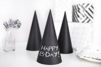 Oversigt: 6 DIY sort / hvid fødselsdags hatte