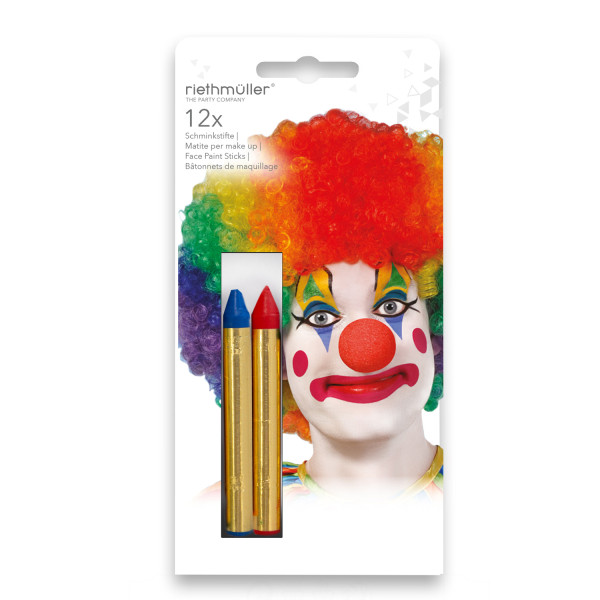 12 funny clown make-up pencils