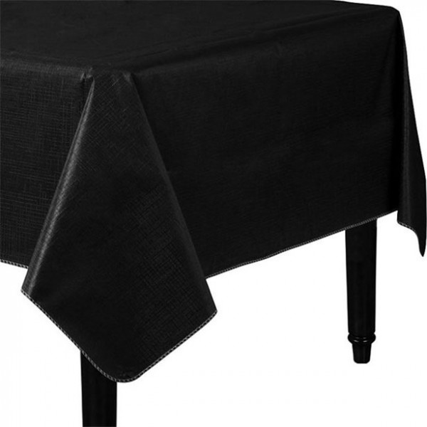 Zwart tafelkleed met flanellen onderzijde 2,2 x 1,3 m