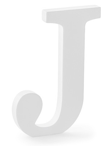 Houten letter J wit 14,5 x 20 cm