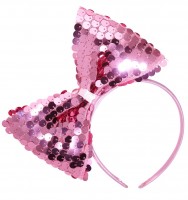 Sparkling Alice Band With Paillettes Bow Pink
