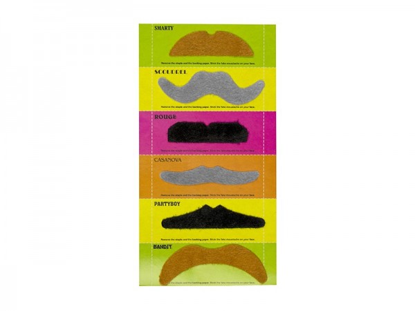 Set of 6 party mustaches felt self-adhesive 3
