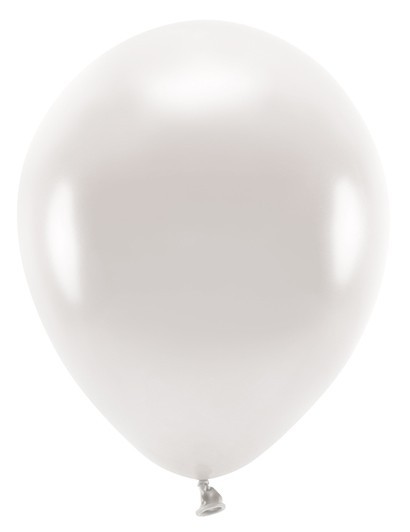 10 Ballons Eco métalliques blanc perle 26cm