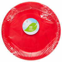 8 red eco paper plates 23cm