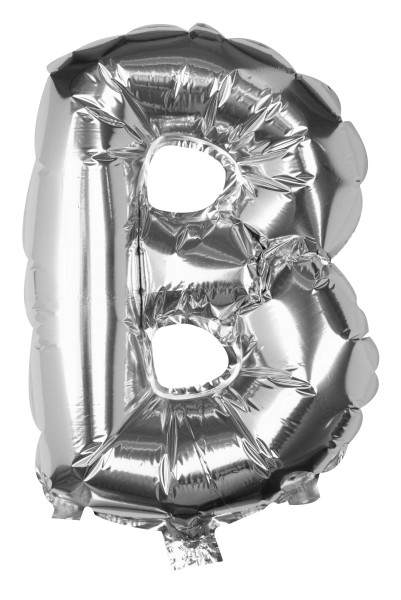 Srebrny balon foliowy z literą B 40 cm
