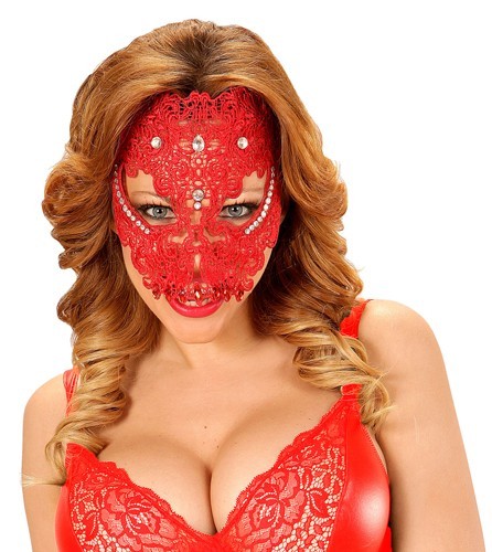 Mezza maschera rossa da pizzo 3