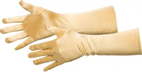 Golden satin gloves 40cm