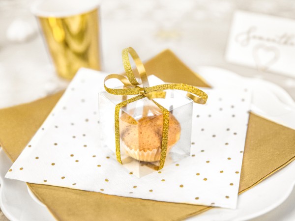 20 weiße Servietten mit goldenem Punkt33cm