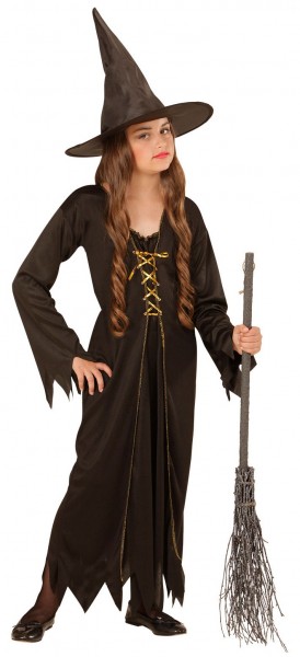 Witch dress with lacing black gold