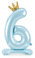 Babyblue number 6 standing foil balloon
