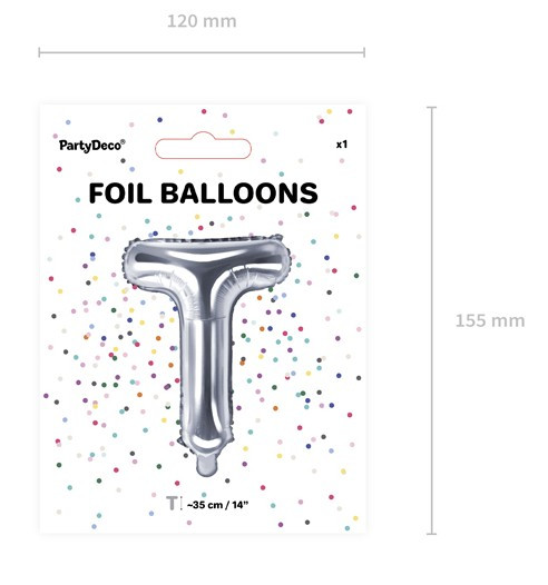Folienballon T silber 35cm 3