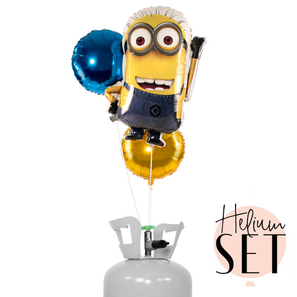 Minion Ballonbouquet-Set mit Heliumbehälter
