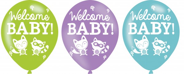 6 palloncini Welcome Baby Simpatici animali