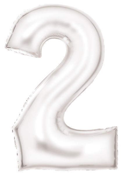 Palloncino foil numero 2 madreperla bianco 86 cm
