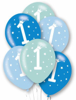 6 Babyblaue 1.ster Geburtstag Ballons 27,5cm