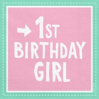 Vorschau: 20 Lovely 1st Birthday Girl Servietten 33cm