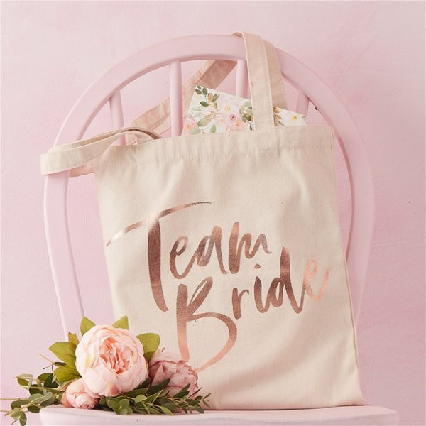 Team Bride fabric bag rose gold