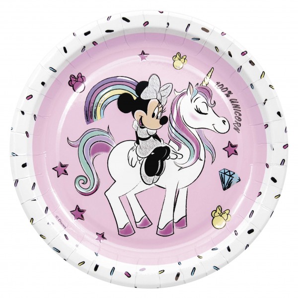 8 Minnie Mouse unicorn plates 23cm