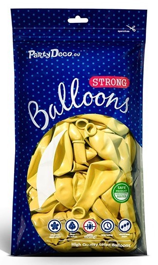 50 ballons métalliques Party Star jaune citron 27cm 2