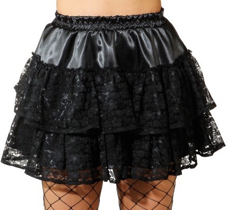 Black petticoat lace skirt for women