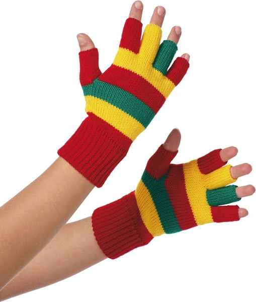 Fingerlose Handschuhe Bunt-Gestreift