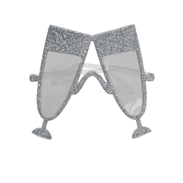 Silver party glasses Prosit in the shape of a champagne glass