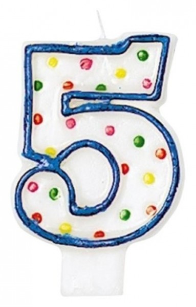 Number 5 cake candle dots 7.6cm