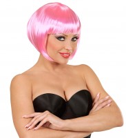 Mjuk rosa bob-peruk för kvinnor