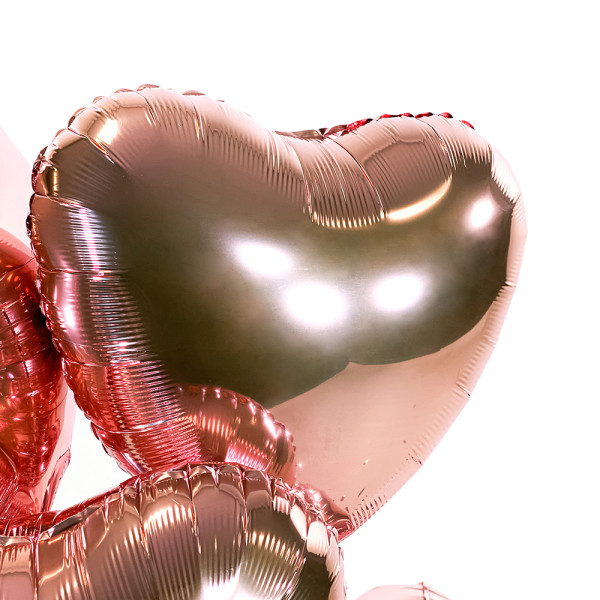 5 Heliumballons in der Box Herz Rosegold