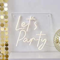 Napis LED Lets Party w ciepłej bieli
