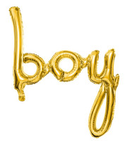 Vorschau: Boy Folienballon gold 6,5 x 74cm