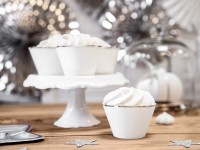 Vorschau: 6 Cupcake Umrandungen weiß-silber