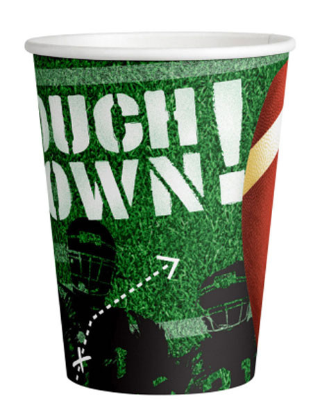 8 Touchdown Football paper cups 250ml