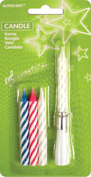 Singing birthday cake candle Happy Birthday colorful refill set