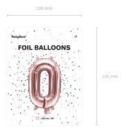 Widok: Metaliczny balon z cyfrą 0 różowe złoto 35 cm