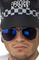 Blue mirrored aviator sunglasses