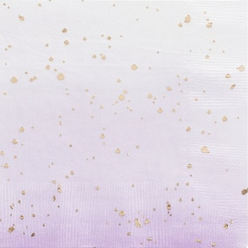 16 napkins lavender ombred with gold dots