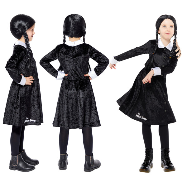 qiyifang Vestito Mercoledì Addams Bambina Costume Mercoledì Addams Vestito  Mercoledì Addams Dress Con Borsa Per Festa Cosplay : : Giochi e  giocattoli