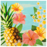 Aperçu: 12 serviettes colorées Hawaii 33cm