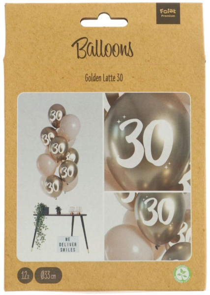 12 Golden 30th Ballonmix 33cm 3