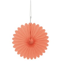 Oversigt: Dekorativ fan blomst korallerød 15 cm sæt med 3