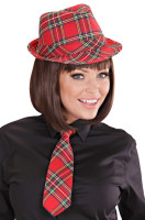 Preview: Red checked fedora hat