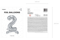 Aperçu: Ballon aluminium sur pied chiffre 2 argenté 70cm