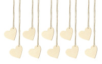 Preview: 10 wooden heart pendants 6 x 5cm