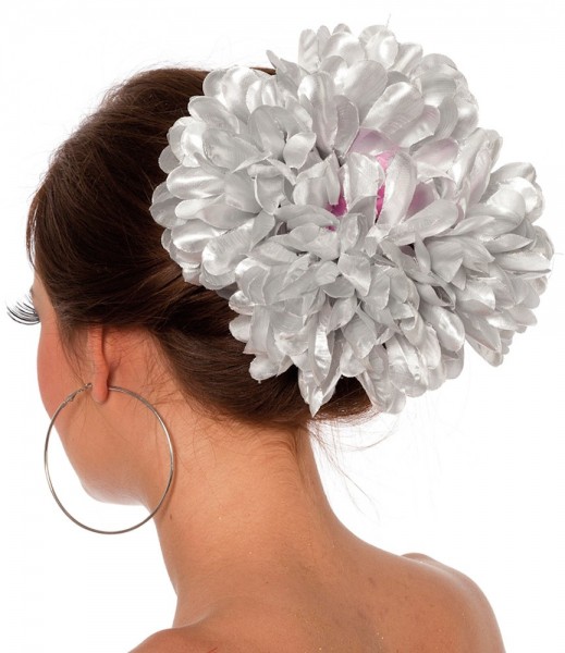 Extravagant floral hair clip silver