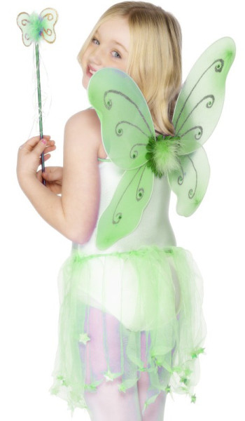 Green fairy wings and wand