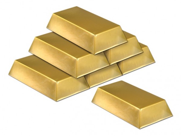 Authentic gold bars in a set of 6 10x19cm