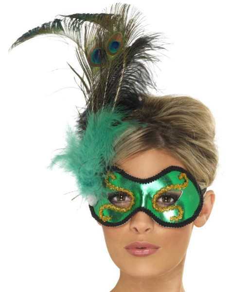 Grüne Elegante Pfauen Maske