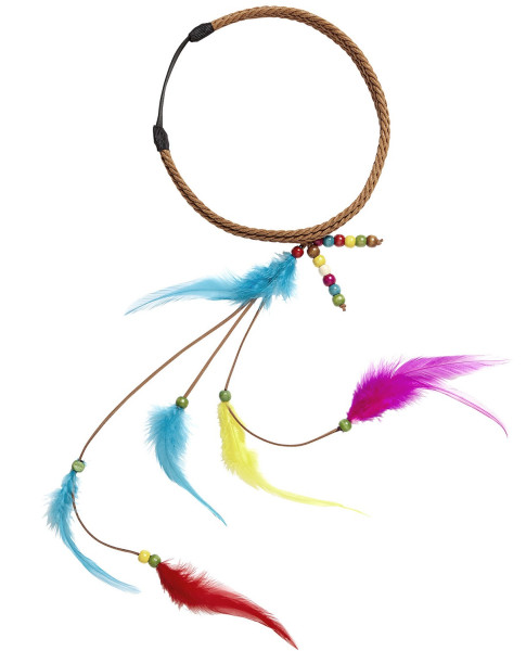 Diadema hippie con plumas y perlas