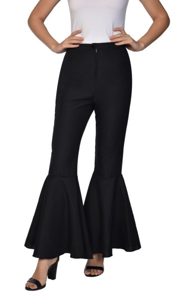 Damskie, czarne, rozkloszowane spodnie Amy w stylu lat 70